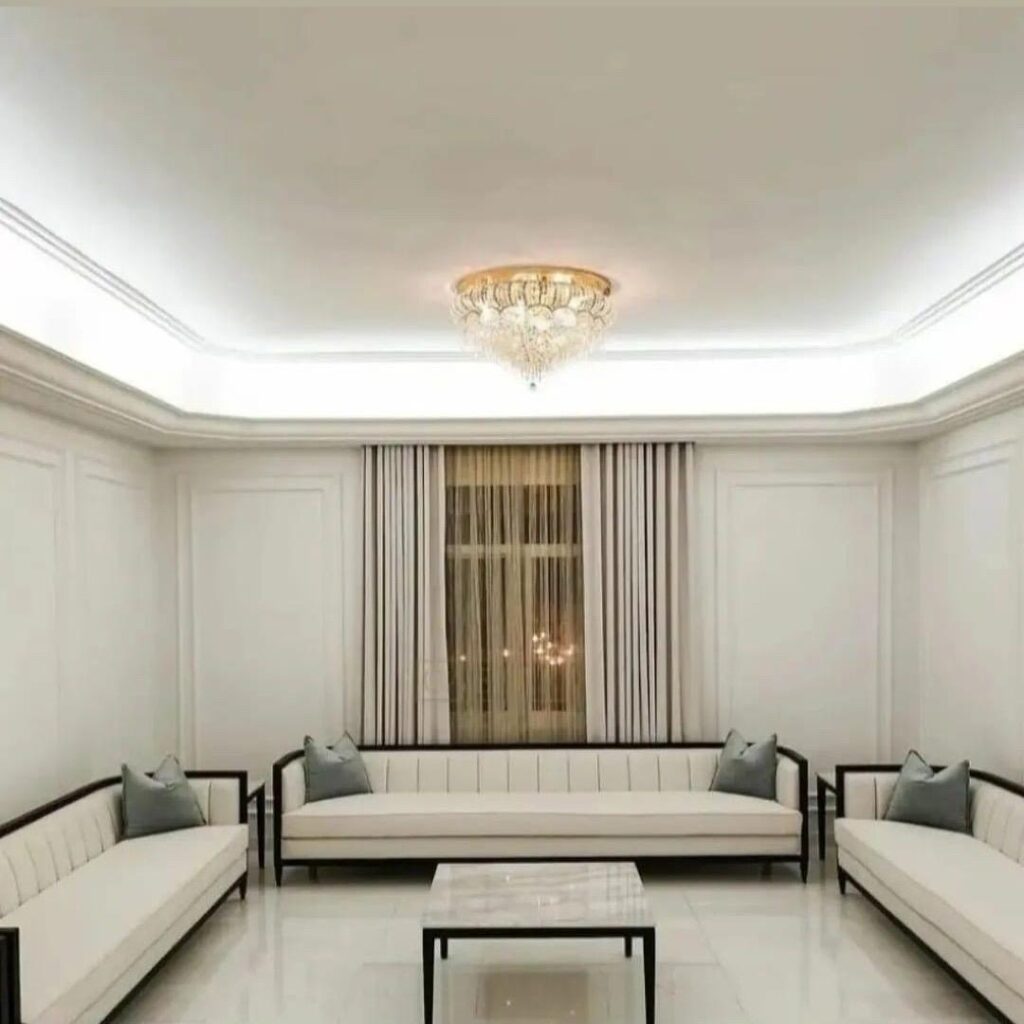 Custom Curtains and Sofa Qatar modern living room curtain installation